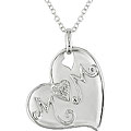 Sterling Silver Diamond Accent 'Mom' Heart Necklace