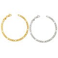14k Gold Overlay Figaro/ Gucci Combo 8-inch Bracelet