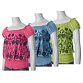 Derek Heart Junior's Smocked-trim Floral Print Top