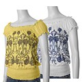 Derek Heart Junior's Smocked Trim Floral Print Top