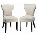 Matty Top-grain White Leather Side Chairs (Set of 2)