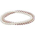 Freshwater Pink and White Pearl Elastic Bracelet Set (4-5 mm)