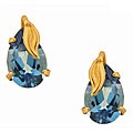 14k Yellow Gold Blue Topaz Leaf-accent Studs