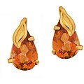 14k Yellow Gold Twilight Topaz Leaf-accent Studs