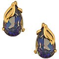 14k Yellow Gold Mystic Blue Topaz Leaf-accent Studs