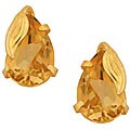 14k Yellow Gold Citrine Leaf-accent Studs