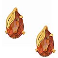 14k Yellow Gold Ecstasy Topaz Leaf-accent Studs