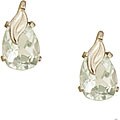 14k White Gold White Topaz Leaf-accent Studs