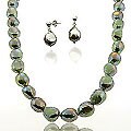 Silver Freshwater Baroque Pearl Necklace/ Earrings Set (10-11 mm)
