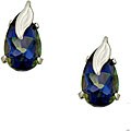 14k White Gold Mystic Blue Topaz Leaf-accent Studs