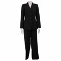 Isabella Suits Women's Black Shadow Stripe Pant Suit