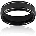 Black-plated Tungsten Carbide Grooved and Polished Ring