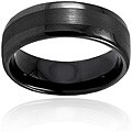 Black-plated Tungsten Carbide Brushed Center Ring