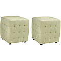 Kristof Off White Bi-cast Leather Ottomans (Set of 2)