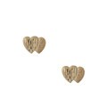 14k Gold Double Heart Diamond-cut Stud Earrings