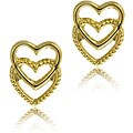 14k Gold Double Heart Stud Earrings