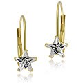 14k Gold Cubic Zirconia Star Hoop Earrings