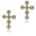 14k Gold Cubic Zirconia Cross Stud Earrings