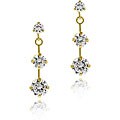 14k Gold Cubic Zirconia Triple-drop Earrings