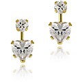 14k Gold Cubic Zirconia Heart Drop Earrings