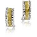 14k Two-tone Gold Diamond-cut Half-hoop Earrings