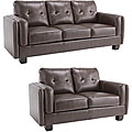 Newport Premium Brown Leather Sofa and Leather Loveseat