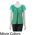 Sugar Lips Women's Short-sleeve Pleated Silk Blouse