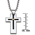 Stainless Steel Gold Accent/ Black Rubber Insert Cross