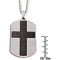 Stainless Steel Mocha-colored Cross Inlay Dog Tag Necklace