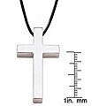 Stainless Steel Cross Black Rubber Cord Necklace