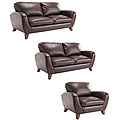 Ventura Premium Brown Leather Sofa, Loveseat and Chair Set
