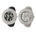Geneva Platinum Round Face Bangle Cuff Watch