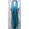 Silk Two-tone Peacock/ Ocean Reversible Shawl (India)