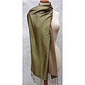 Silk Two-tone Sage/ Champagne Reversible Scarf (India)