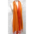 Silk Two-tone Gold/ Tangerine Reversible Scarf (India)