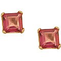 10k Yellow Gold Pink Topaz Stud Earrings