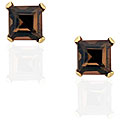 10k Yellow Gold Smokey Quartz Stud Earrings