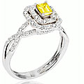 18k Gold 7/8ct TDW Canary and White Diamond Ring (G-H, SI)