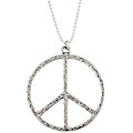 Charming Life Sterling Silver Large Peace Sign Pendant Necklace