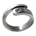 Stainless Steel Cubic Zirconia Open Design Ring
