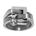 Stainless Steel Cubic Zirconia Geometric Puzzle Ring