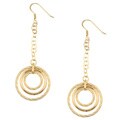 14k Gold over Silver Tri-circles Drop Earrings