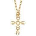 14k Gold Over Silver Cubic Zirconia Anchor-link Cross Necklace