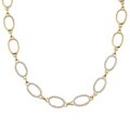 14k Gold over Silver Cubic Zirconia Oval-link Necklace