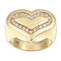 14k Gold over Silver Cubic Zirconia Heart Ring