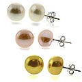 Sterling Silver Freshwater Pearl Stud Earrings (Set of 3)
