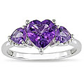 10k Gold Amethyst and Diamond Accent Heart Ring