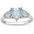 10k Gold Blue Topaz and Diamond Accent Ring