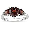 10k Gold Garnet and Diamond Heart Ring