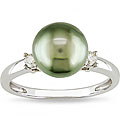 10k Gold Tahitian Pearl and 1/10ct TDW Diamond Ring (8-9 mm)